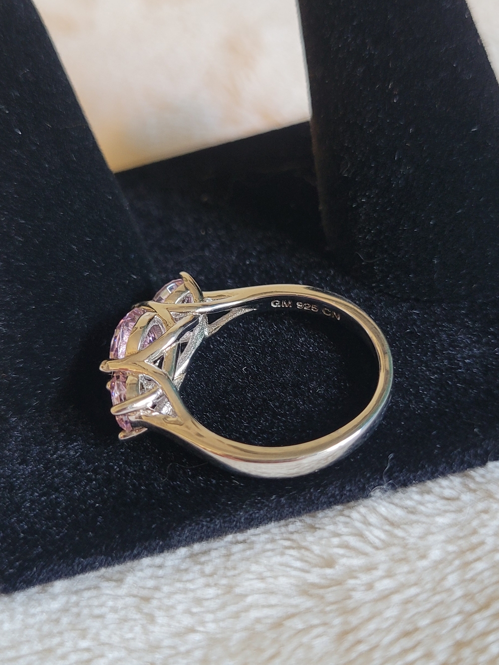 Three-Stone Pink Cubic Zirconia Ring - Women Jewelry - Picture 5 of 5